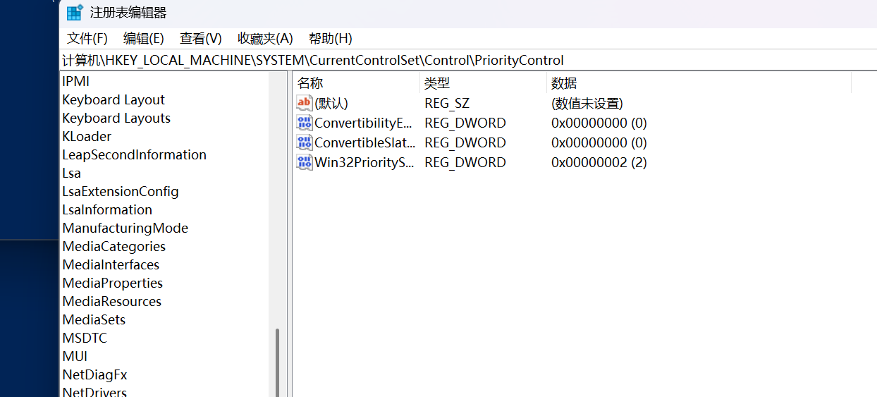 在 PriorityControl 下新建 ConvertibilityEnabled = 0